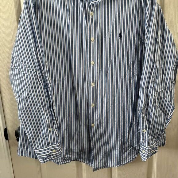 Polo by Ralph Lauren Classic Fit Blue Vertical Stripes Button Down Shirt, Sz XL - Picture 8 of 14